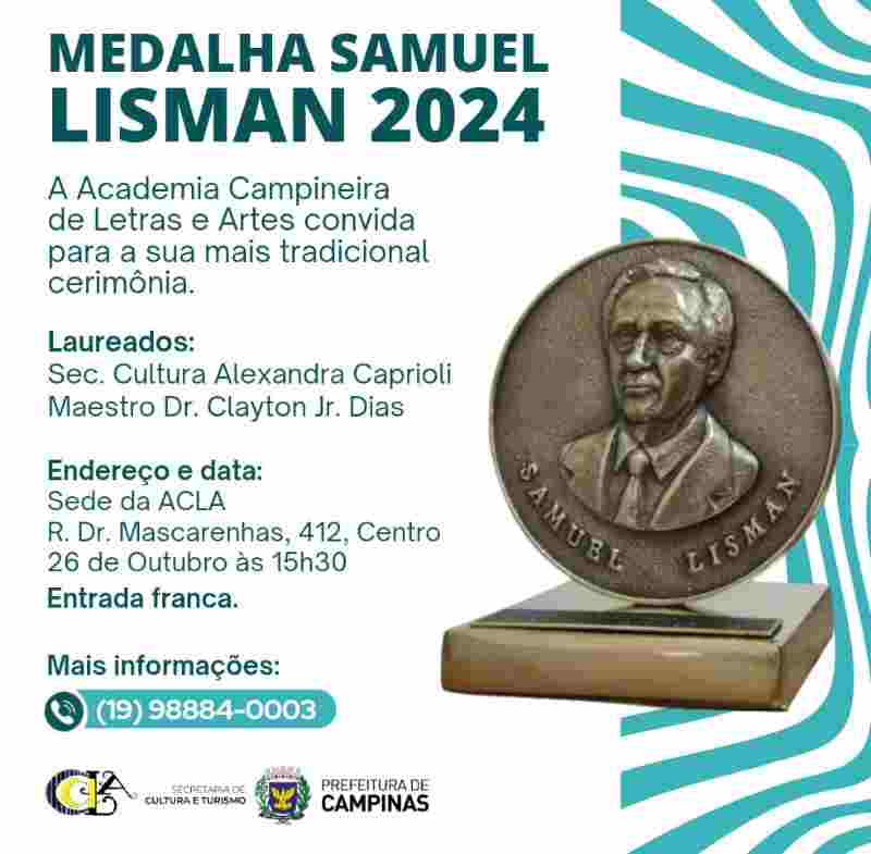 Medalha Samuel Lisman 2024 homenageia Alexandra Caprioli e maestro Clayton Jr. Dias