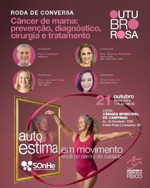 Roda de conversa sobre câncer de mama é aberta ao público na Câmara de Campinas